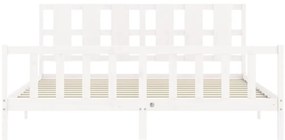 Cama sem colchão 200x200 cm madeira de pinho maciça branco