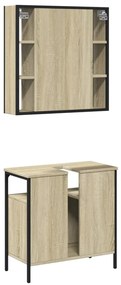 2 pcs conj. móveis casa banho derivados madeira carvalho sonoma