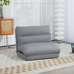 Poltrona de chão, sofá reclinável, poltrona convertível em cama, reclinável de 90° a 180°, tecido - 70 x 72 x 56 cm - cinzento