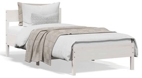 Estrutura de cama com cabeceira 90x200 cm pinho maciço branco