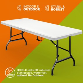 Mesa dobrável de jardim em plástico 220 x 70 x 72 cm Branco