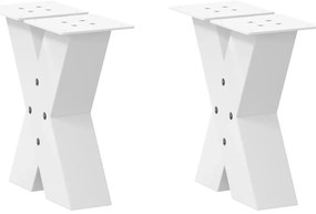 vidaXL Pés para mesa de centro em formato de X, 2 peças, branco, 30x(30-31) cm, aço