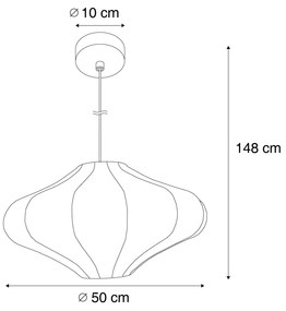 Candeeiro suspenso Japandi bege com abajur de tecido 50cm - Plu Japandi