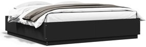 Estrutura cama c/ luzes LED 180x200 cm derivados madeira preto