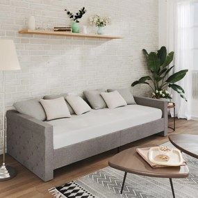 vidaXL Sofá-cama c/ colchão e saída USB 90x200 cm tecido cinza-claro