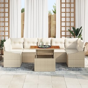 Conjunto de Sofá de Jardim de 8 Peças com Almofadas Bege de Rattan Pol