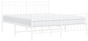 Estrutura de cama com cabeceira e pés 160x200 cm metal branco