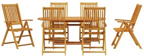 Conjunto de Jantar ao Ar Livre 7 pcs Cor de Madeira de Acácia