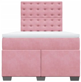 Cama boxspring com colchão 120x200 cm veludo rosa