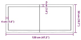 Prateleira de parede 120x50x(2-4)cm carvalho maciço não tratado