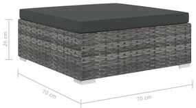 8 pcs conjunto lounge de jardim c/ almofadões vime PE cinzento