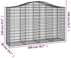 Cestos gabião arqueados 13pcs 200x50x120/140 ferro galvanizado