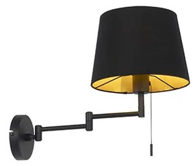 Candeeiro de parede preto com abajur preto e braço ajustável - Ladas Deluxe Moderno