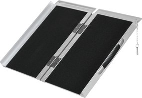 Rampa para cadeiras de rodas 60 C x 73 L x 5 A cm Rampa de acesso antiderrapante dobrável com bordas de segurança em alumínio Preta