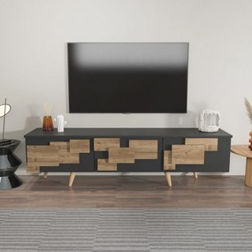 Móvel TV 3D – Antracite e Nogueira – 160 cm x 45 cm x 35 cm