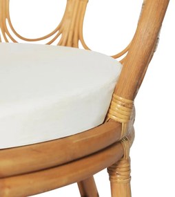 Cadeira jantar c/ almofadão vime natural e linho castanho-claro