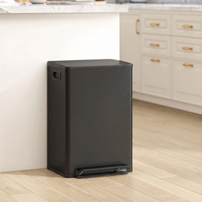 Caixote do Lixo de Cozinha com Pedal, 41,7 x 36,6 x 62 cm, Capacidade de 50 Litros, Preto