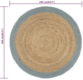 Tapete artesanal em juta com rebordo verde azeitona 240 cm