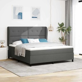 Cama Box Spring com Colchão em Cinza Escuro, 180x200 cm Têxtil