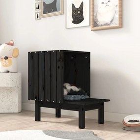 Ninho para gatos 60x36x60 cm madeira de pinho maciça preto