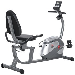 HOMCOM Bicicleta Estática Reclinável Tela LCD Volante 3 kg Resistência Magnética 8 Níveis Conforto Assento Ajustável Ergonomico | Aosom Portugal