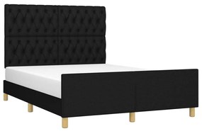Estrutura de cama sem colchão 140x190 cm tecido preto