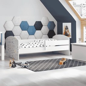 Cama infantil LUK estrelas 160x80 branca com grades - colchão e estrado incluído
