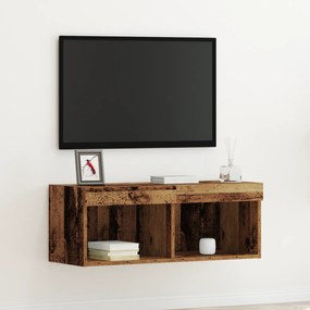 Armário de TV vidaXL com Luzes LED Madeira Antiga 80x30x30 cm