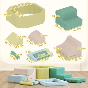 Circuito de motricidade para bebés, módulo de motricidade para bebés com piscina de bolas, capa lavável, 160 x 137,5 x 30 cm, multicolorido
