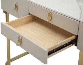 MESA CONSOLA COM 3 GAVETAS BEAUTY 100X40X80 CM CREME E DOURADO