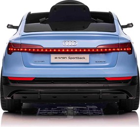 Carro elétrico para crianças Audi E-tron Sportback 12V, comando remoto 2,4 GHz, entrada USB/AUX, suspensão, bateria de lítio, luzes LED, 2 motores de