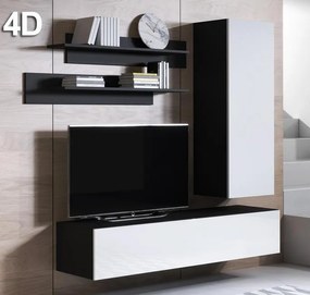 Conjunto de Móveis de Sala Fajozes – 1,6 m – Modular em Preto e Branco
