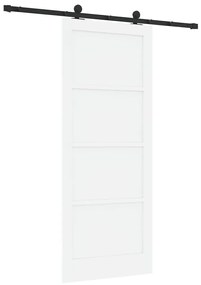 Porta Deslizante vidaXL com Conjunto de Ferragens Branca 86x211 cm Mad