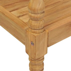 Banco Batávia c/ almofadão xadrez cinzento 120 cm teca maciça