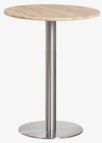 Mesa De Bar Redonda Em Pedra Natural Xiren Ø60 Cm & Travertino & Cinzento Escovado - Sklum
