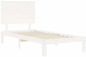 Cama sem colchão 100x200 cm madeira de pinho maciça branco