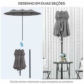Chapéu de Sol Duplo 285x147x227cm Chapéu de Sol de Jardim com Inclinaç
