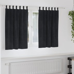 Cortinas Blackout vidaXL com Laços de Pendurar 2 pcs Veludo Preto
