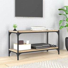 vidaXL Móvel TV 80x33x41 cm derivados madeira/aço cor carvalho sonoma