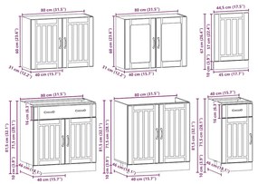 7 peças armário de cozinha conjunto Kalmar cinza sonoma