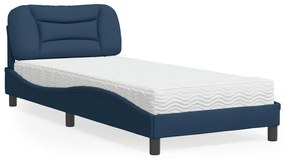 Cama com colchão 90x200 cm tecido azul