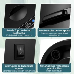 Caixote do lixo de 68 L com sensor de movimento infravermelho com tampa de dupla zona que permanece aberta e fecho suave Preto