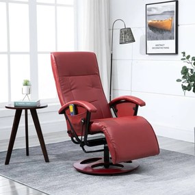 vidaXL Cadeira de massagens couro artificial vermelho tinto