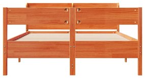 Cama sem colchão 140x190 cm pinho maciço castanho-mel