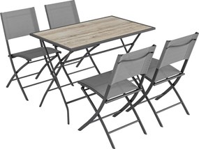Outsunny Conjunto de Mesa e Cadeiras de Jardim de 5 Peças Móveis de Jardim com 4 Cadeiras Dobráveis e Mesa Dobrável Cinzento | Aosom Portugal