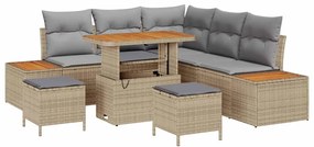 Conjunto de Sofá de Jardim vidaXL de 8 peças com Almofadas Bege em Vim