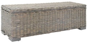 vidaXL Caixa arrumação 110 cm vime kubu natural/mogno maciça cinza