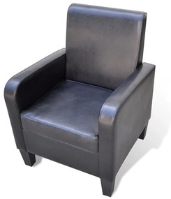 Poltrona em couro artificial preto