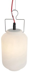 Candeeiro de suspensão exterior branco 20 cm com ficha vermelha IP44 - Pion Moderno