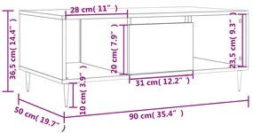 Mesa de centro 90x50x36,5 cm derivados madeira cinzento cimento